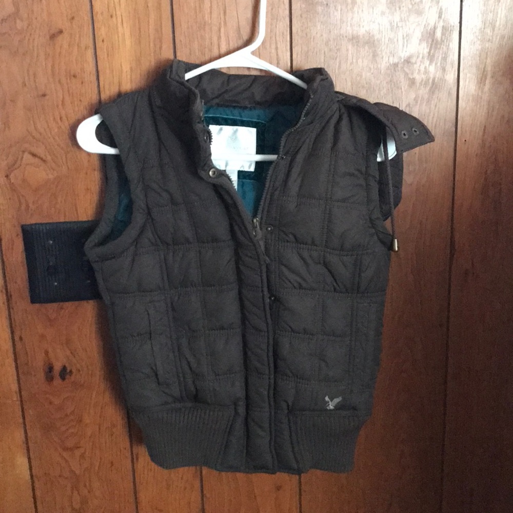 American Eagle Outfitters Brown Vest with Hood